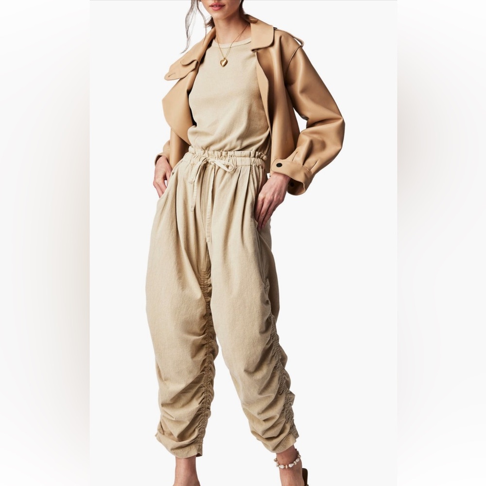 Free People Ruched Mixed Media
Cotton Jumpsuit